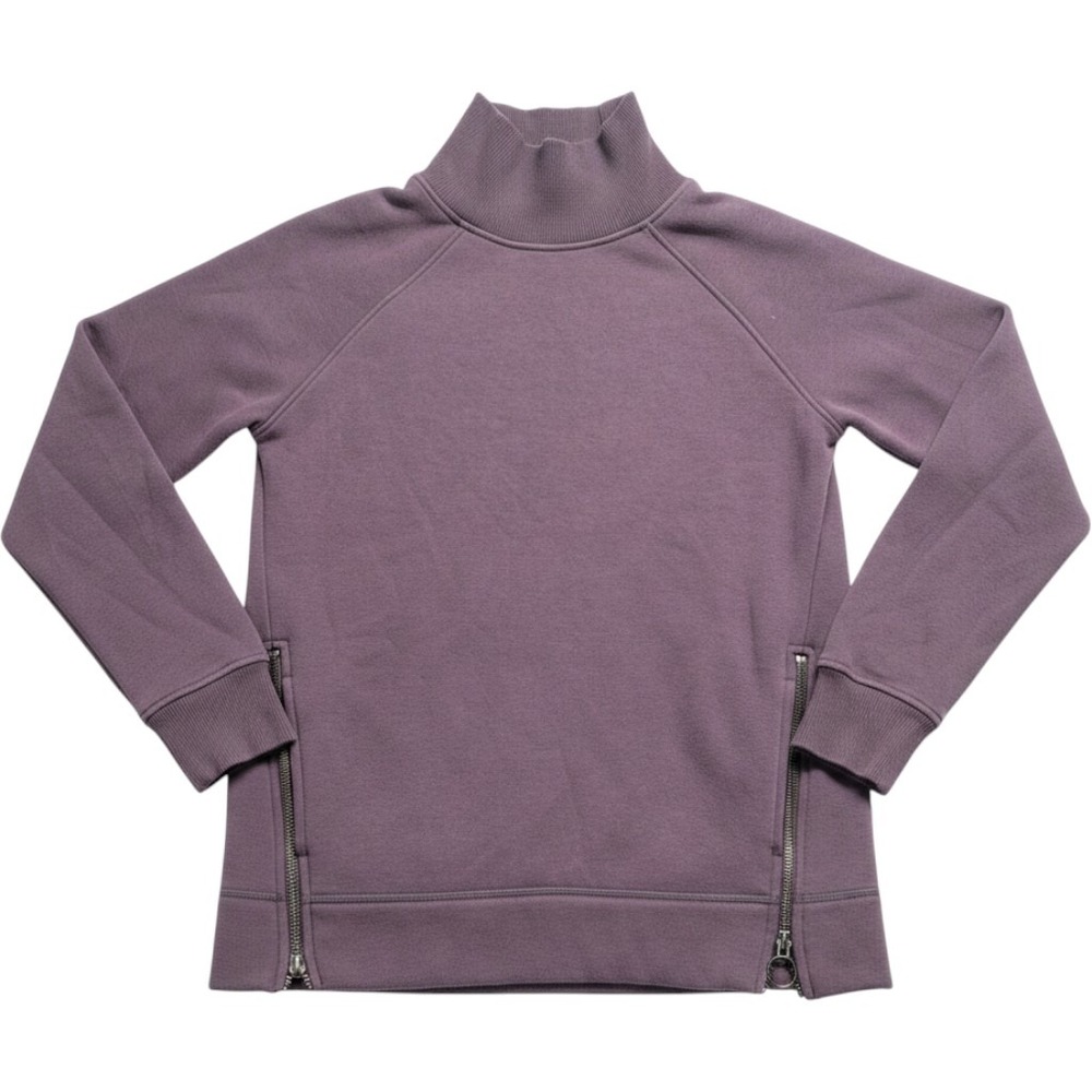Athleta Cozy Karma Asym Zips Sweatshirt Purple Mock Neck Fleece XXS